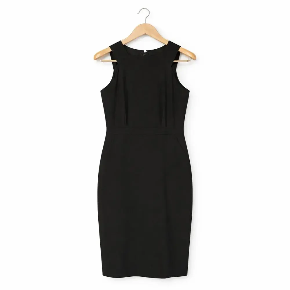 J Crew Sheath Dress Womens Size 6 Black Sleeveless Wool Blend Pockets Classic - Picture 1 of 14